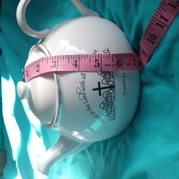 Porcelaine fine new white teapot, sugar bowl and jug prints both sides NWOT - Picture 4 of 6